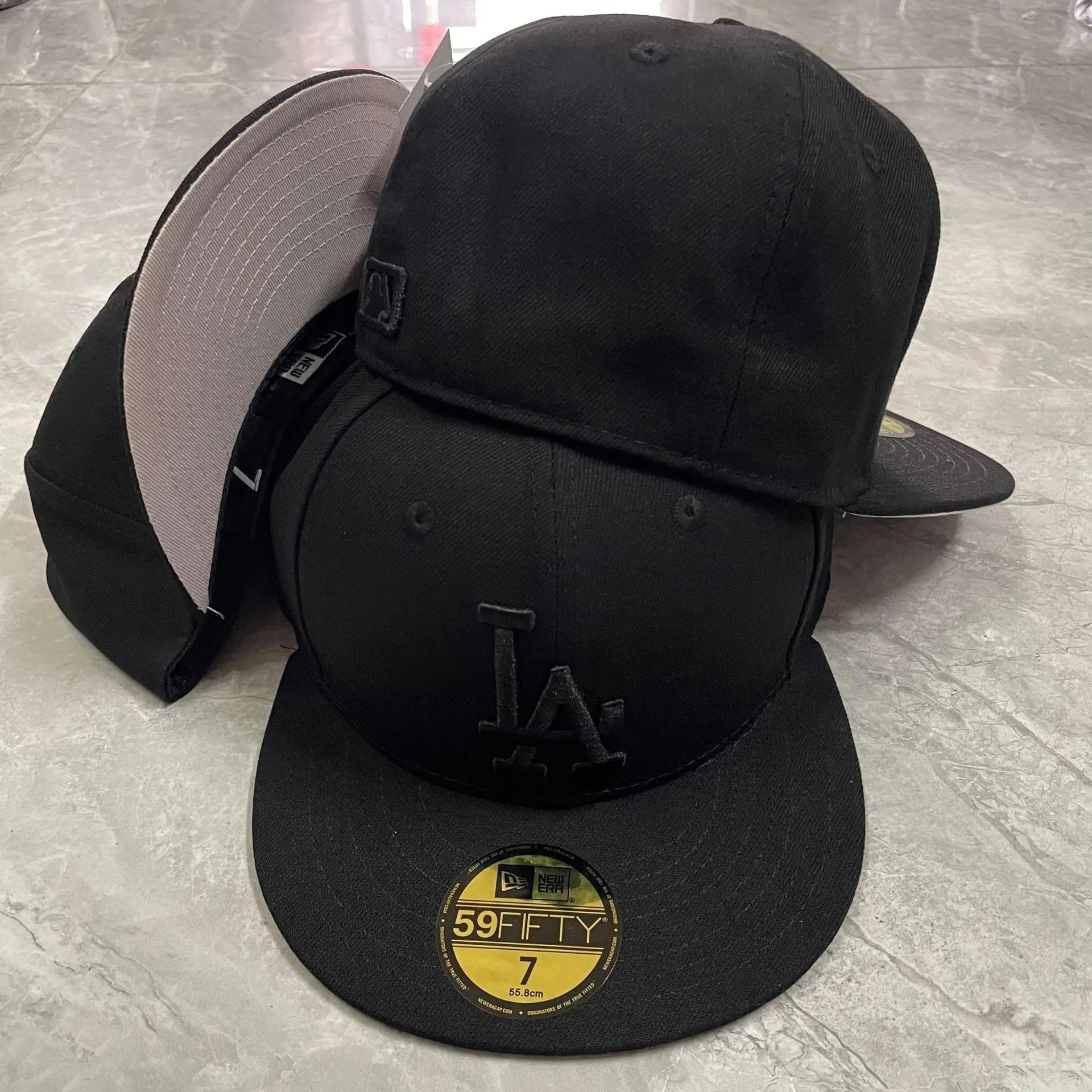 New Era Hats 59FIFTY Fitted Baseball Cap — la Dodgers 4 All Blacks