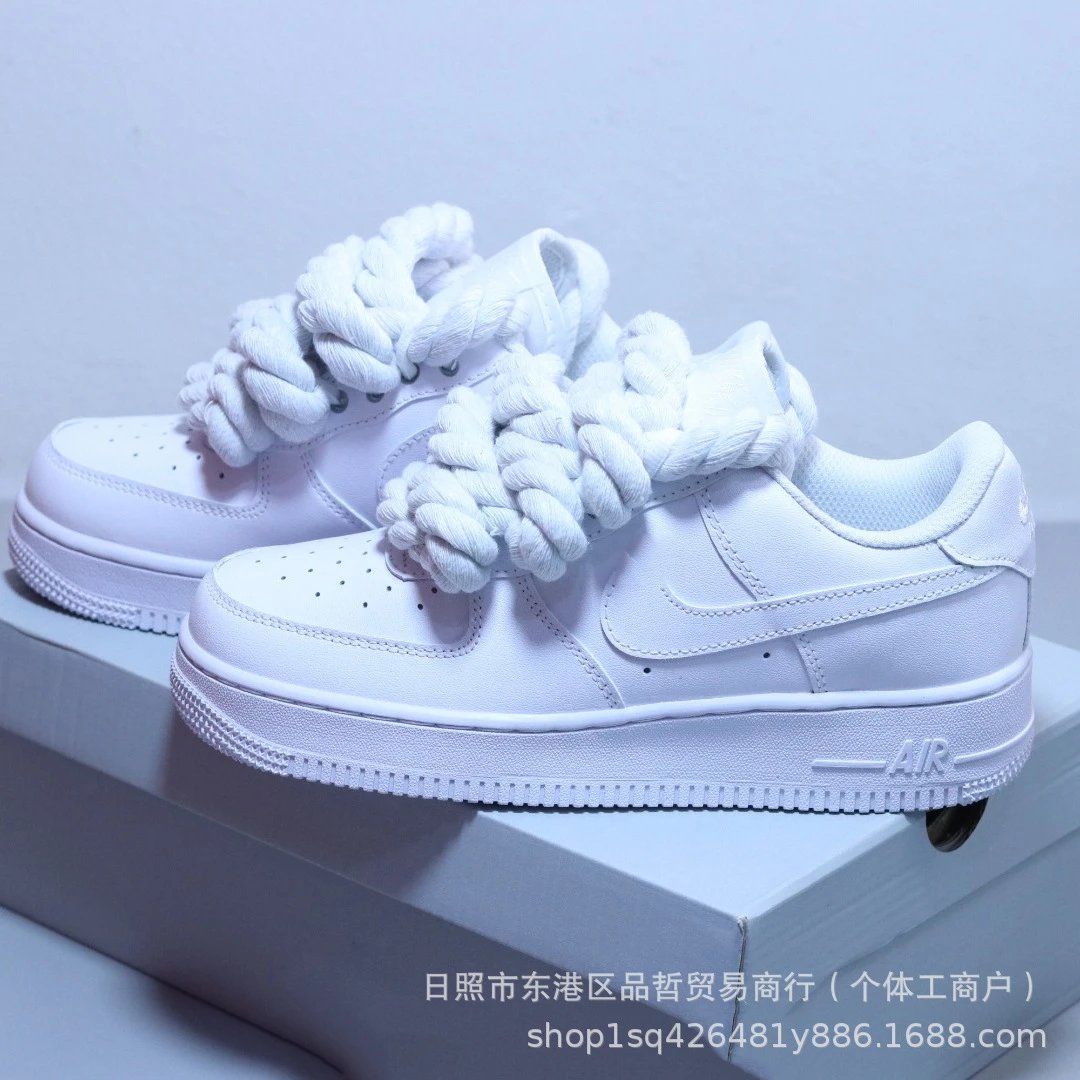 Nike Sneakers Air Force 1 Low with thick rope laces — All white