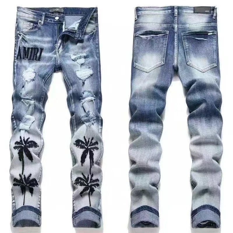 AMIRI Jeans Washed distressed embroidered — M52