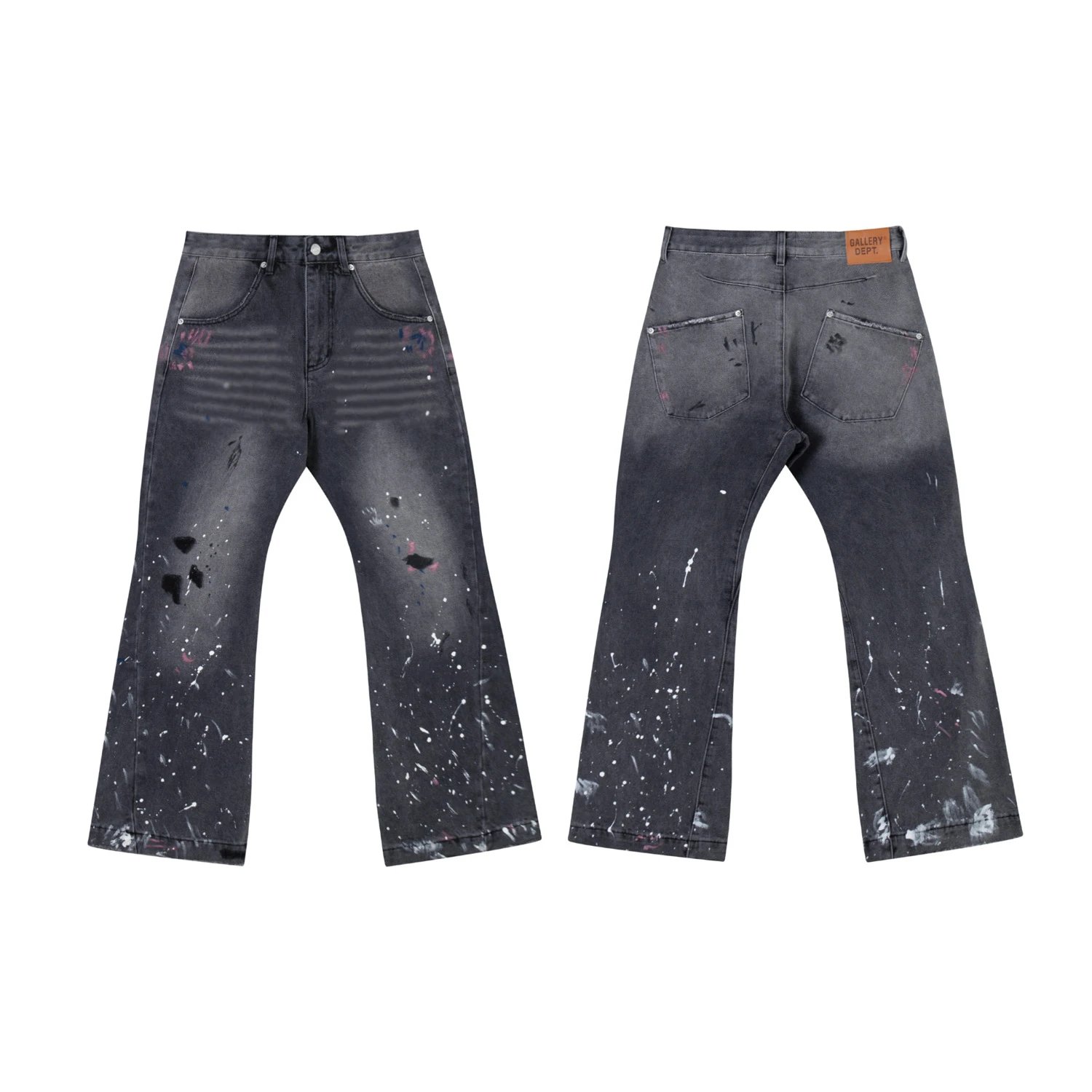 Unbranded Jeans Washed Flared with Contrast Side Panels and Raw Hem — 688