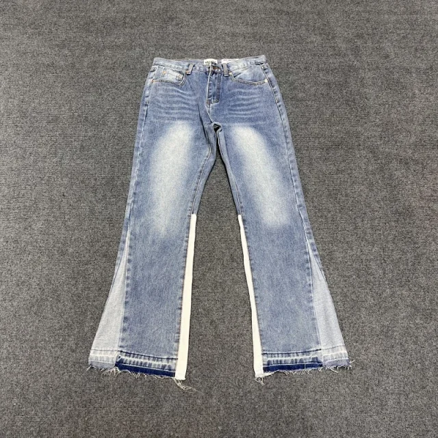 Unbranded Jeans Washed Flared with Contrast Side Panels and Raw Hem product detail image 12