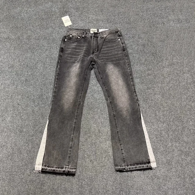 Unbranded Jeans Washed Flared with Contrast Side Panels and Raw Hem product detail image 20