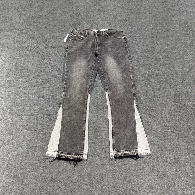 Unbranded Jeans Washed Flared with Contrast Side Panels and Raw Hem product detail image 29