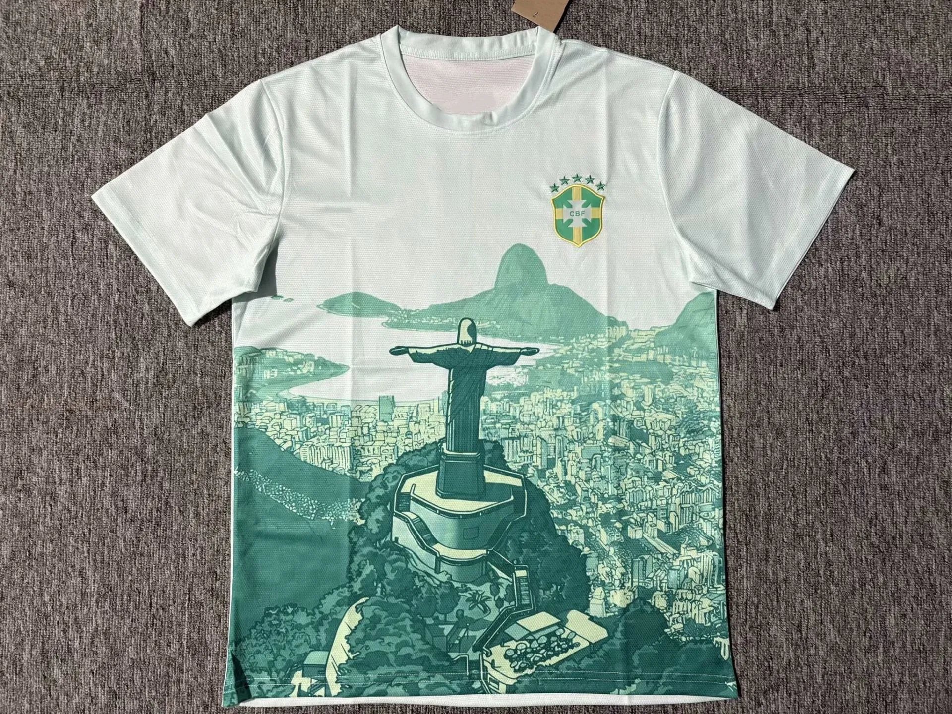 CBF Football Jerseys Brazil Special Edition Graphic Jersey — 2526 Brazil Overlook Sculpture Light Green