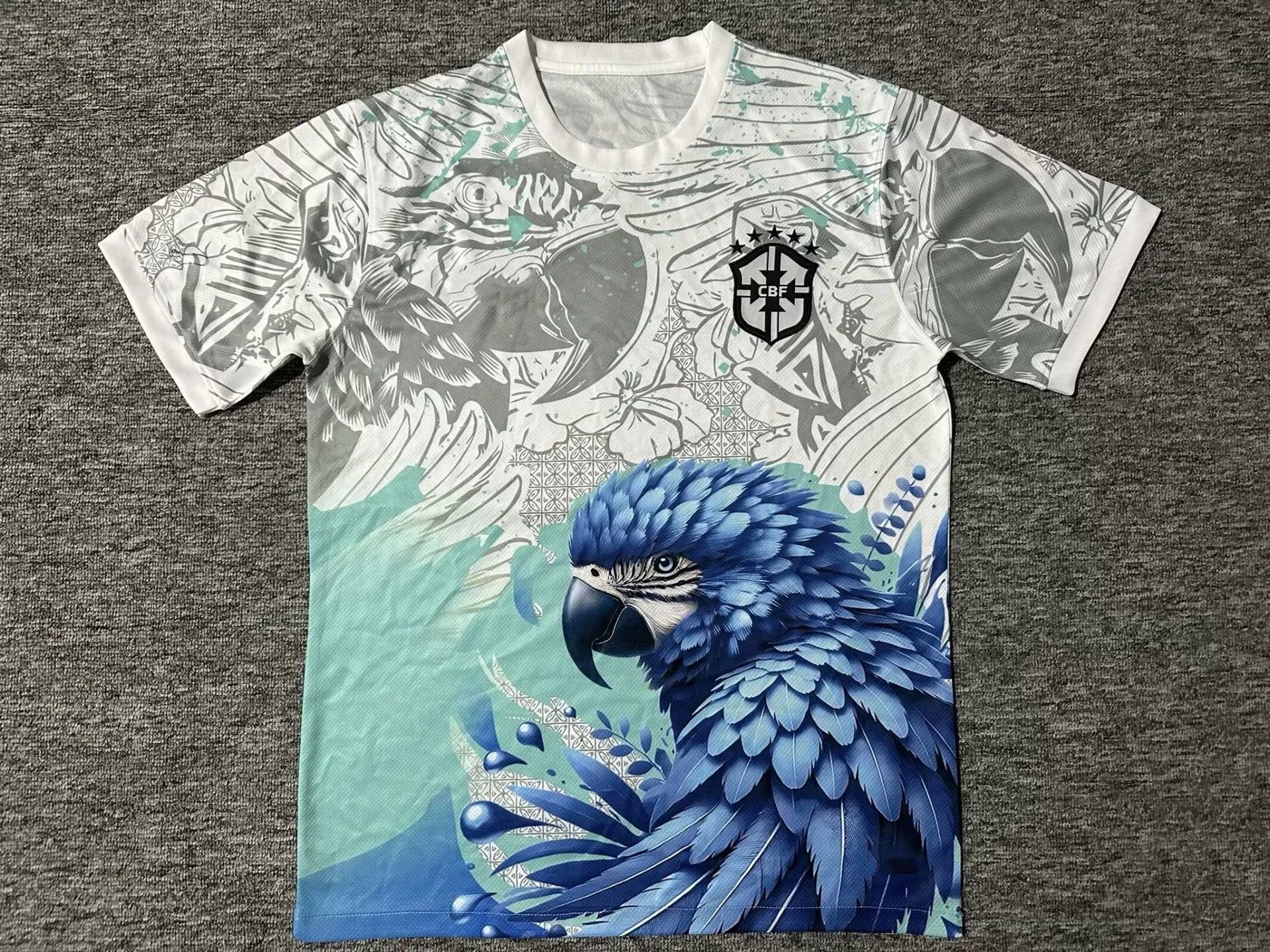 CBF Football Jerseys Brazil Special Edition Graphic Jersey — 2526 Brazil green, white, and blue parrot edition