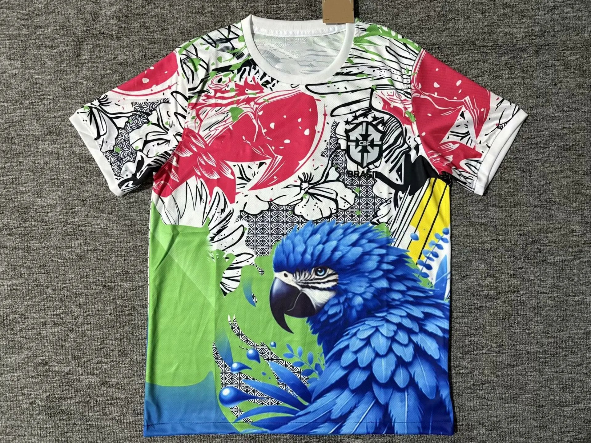 CBF Football Jerseys Brazil Special Edition Graphic Jersey — 2526 Brazilian gray-green-red-white-blue parrot edition