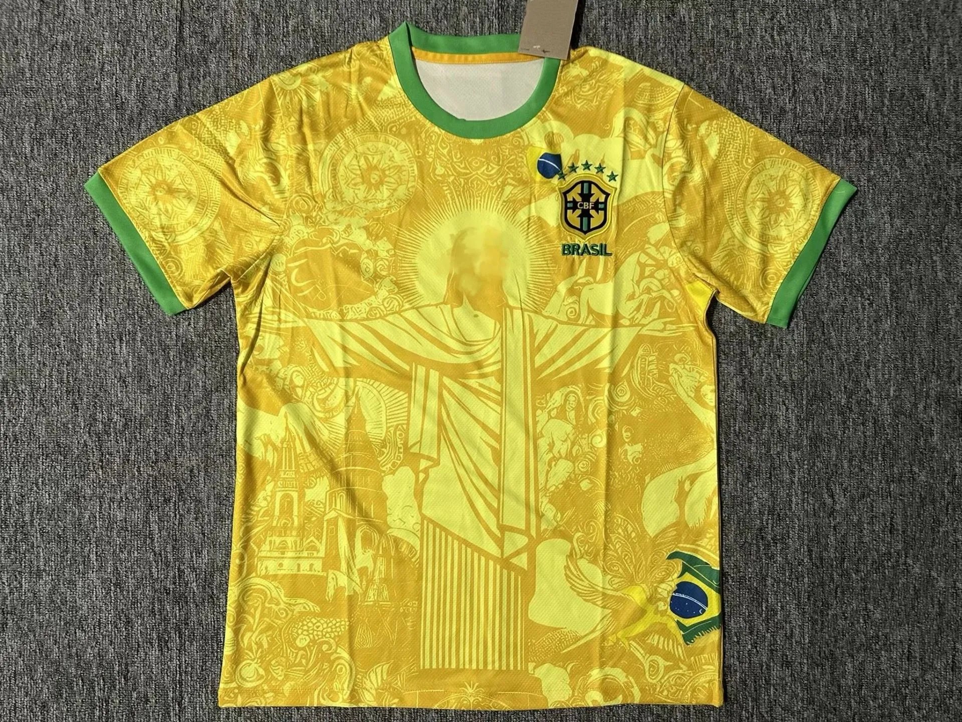 CBF Football Jerseys Brazil Special Edition Graphic Jersey — 2425 Brazil Clock Tower Sculpture Yellow