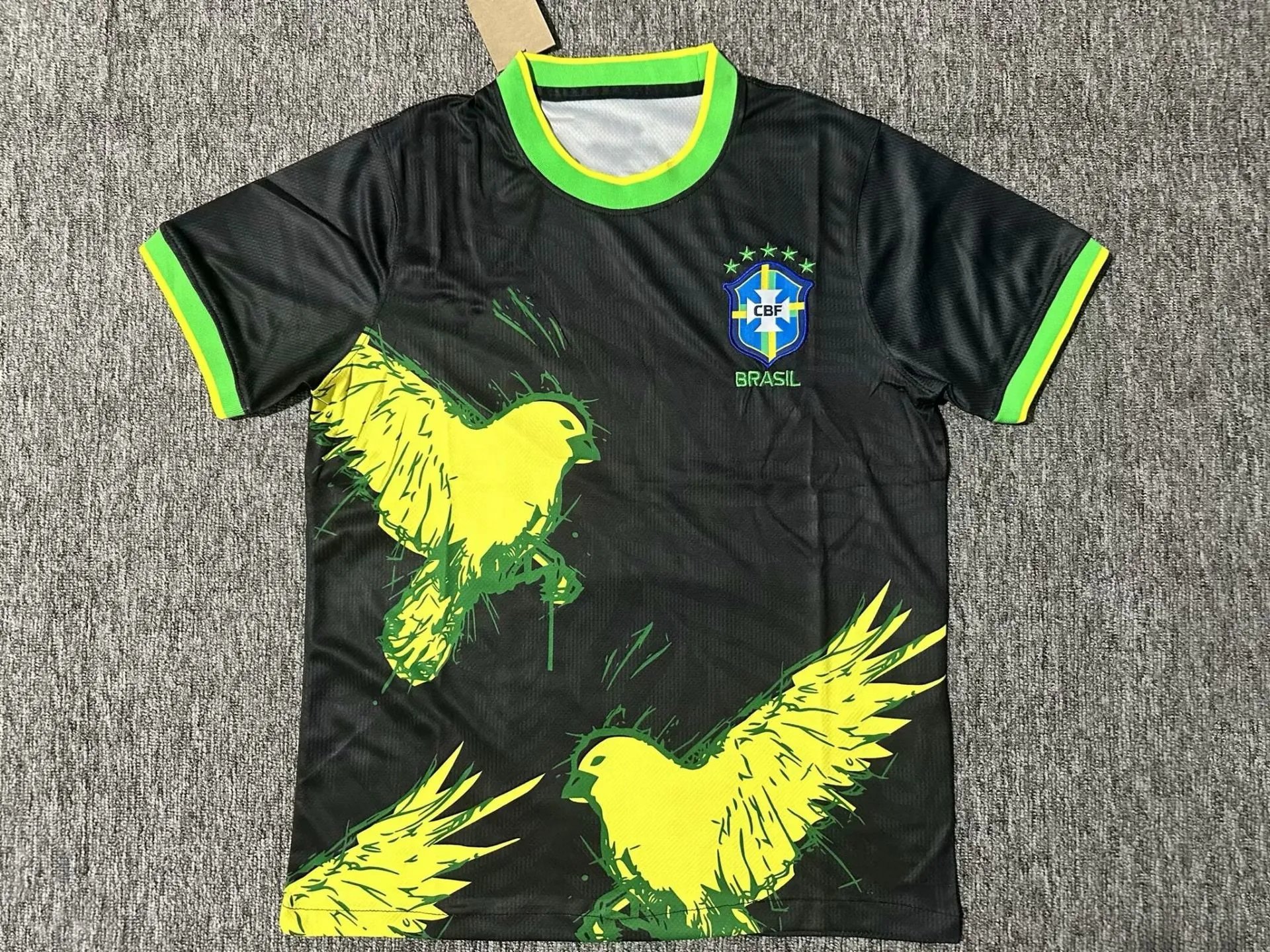 CBF Football Jerseys Brazil Special Edition Graphic Jersey — 2526 Brazil black-and-yellow small bird edition