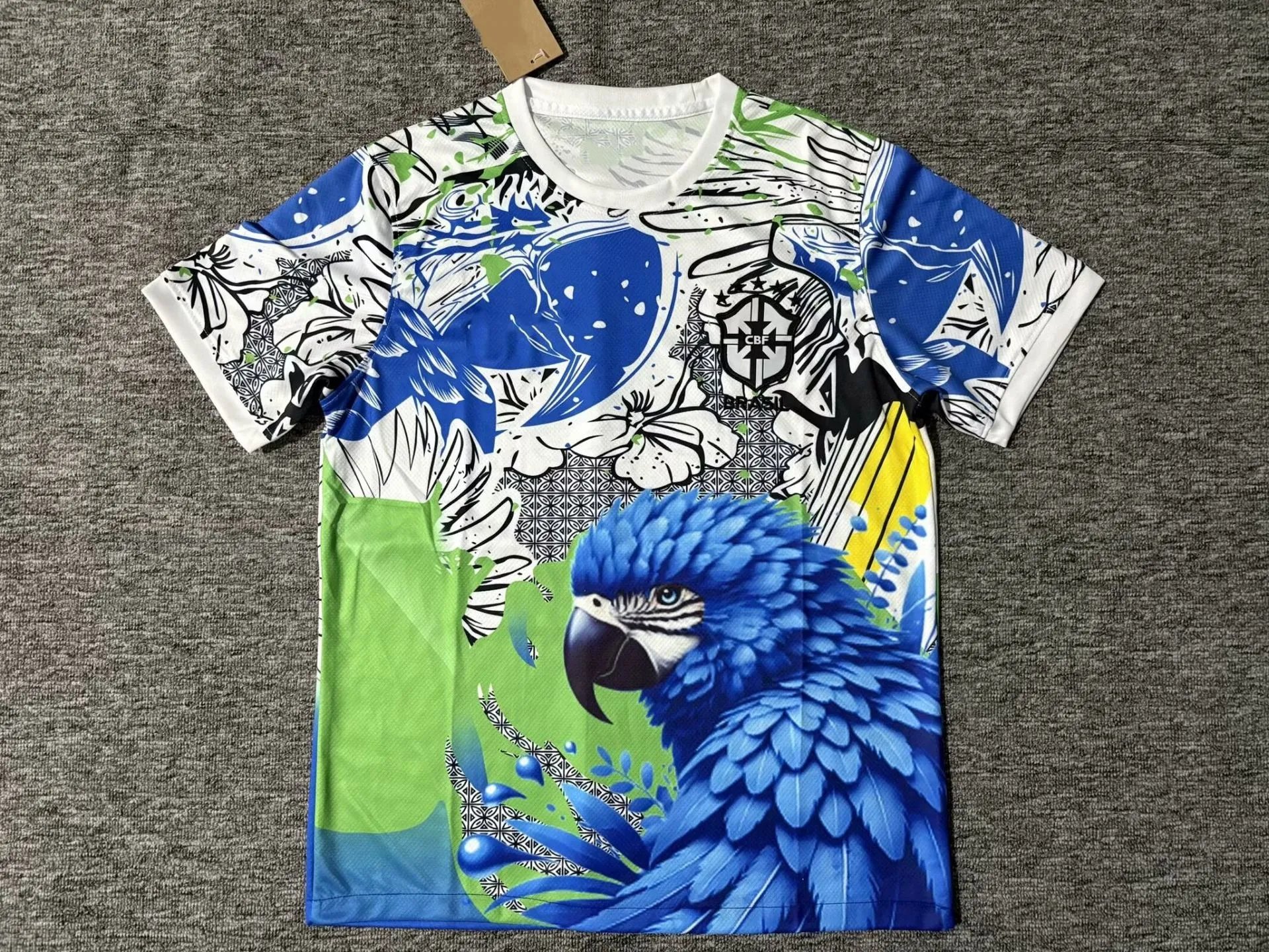 CBF Football Jerseys Brazil Special Edition Graphic Jersey — 2526 Brazil gray-green-blue-white, blue parrot edition