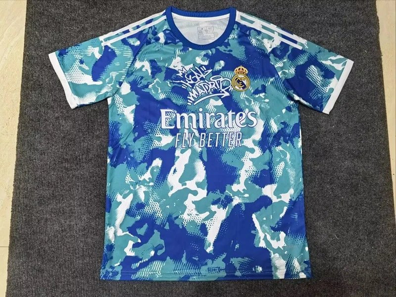 Unbranded Football Jerseys Short-Sleeve Special Edition Jersey — 2526 Real Madrid White Blue Green Special Edition