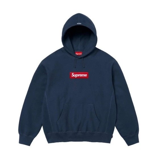 Supreme Hoodies & Sweatshirts Logo Appliqué Camouflage Hooded Sweatshirt — E586 dark blue
