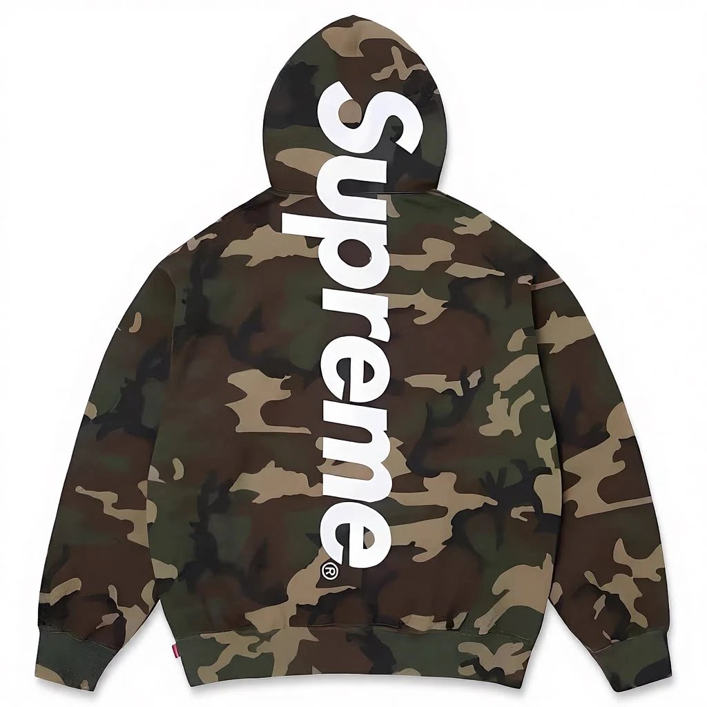 Supreme Hoodies & Sweatshirts Logo Appliqué Camouflage Hooded Sweatshirt — E 550#Camouflage