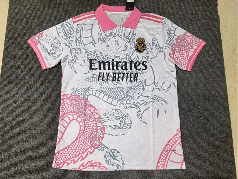 Unbranded Football Jerseys Short-Sleeve Special Edition Jersey — 2526 Real Madrid White Pink Dragon POLO
