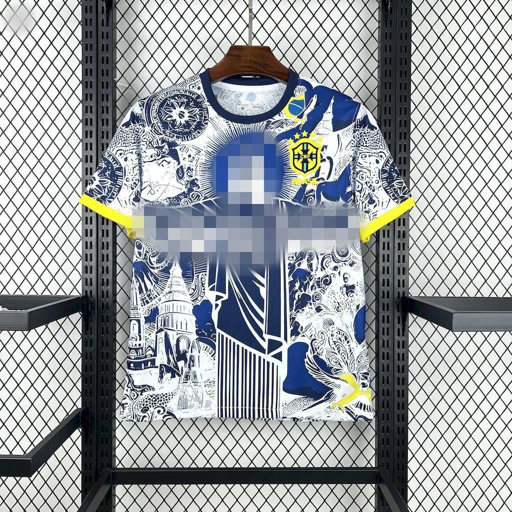 Unbranded Football Jerseys Short-Sleeve Special Edition Jersey — 2526 Brazil white yellow label yeah S