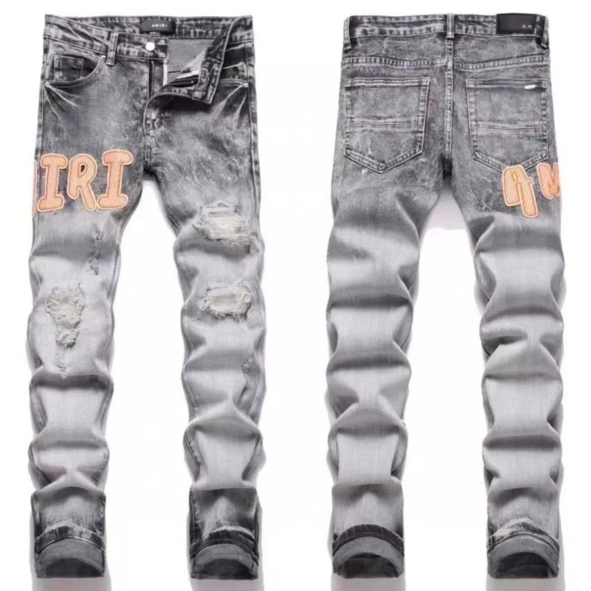 AMIRI Jeans Washed distressed embroidered — M17