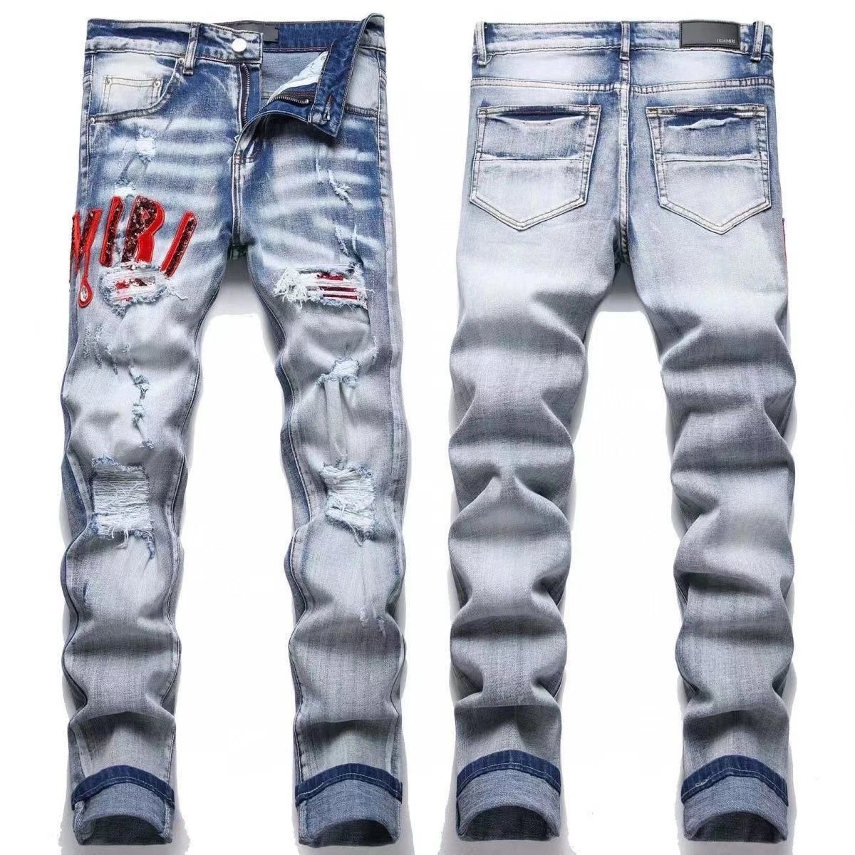AMIRI Jeans Washed distressed embroidered — M08