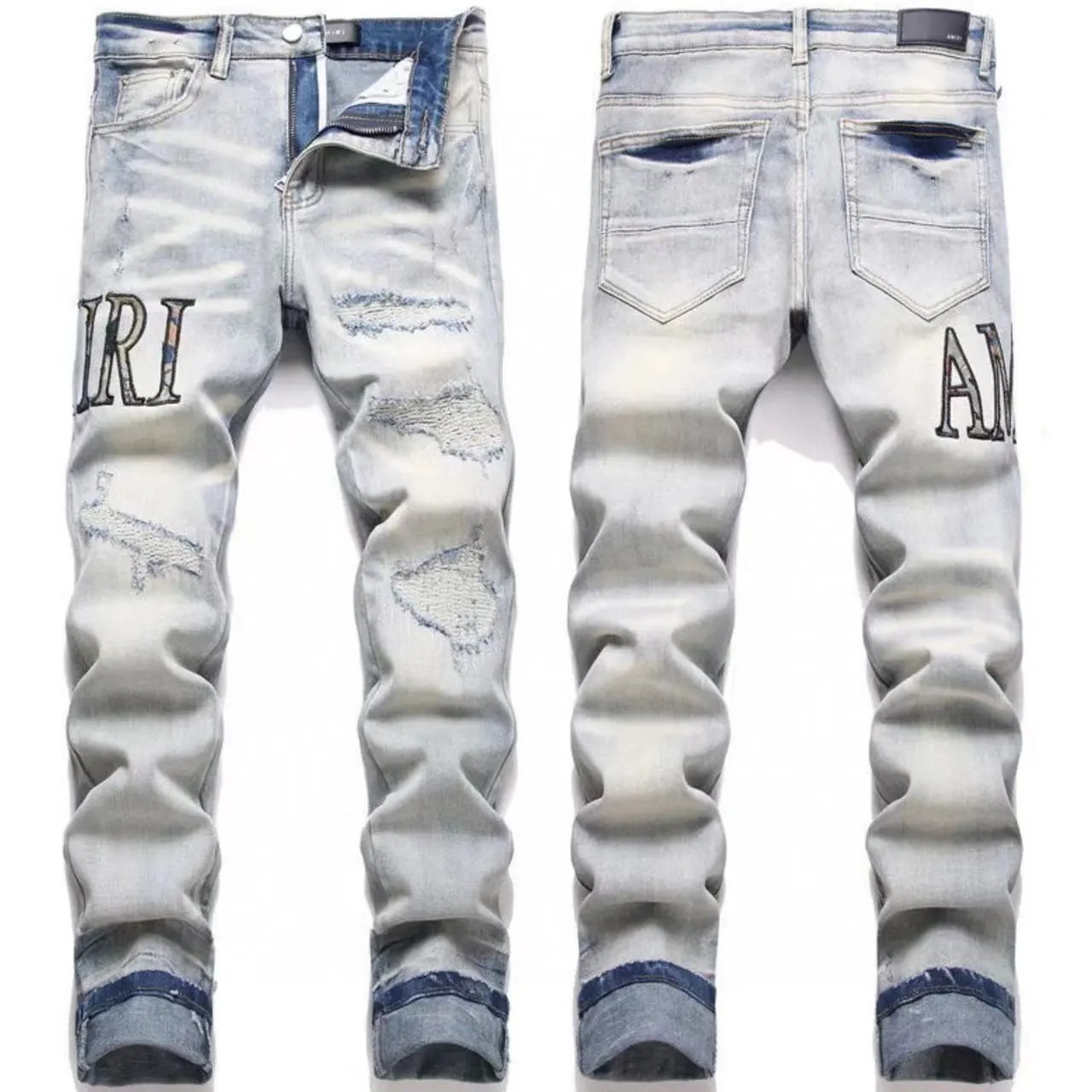 AMIRI Jeans Washed distressed embroidered — M48