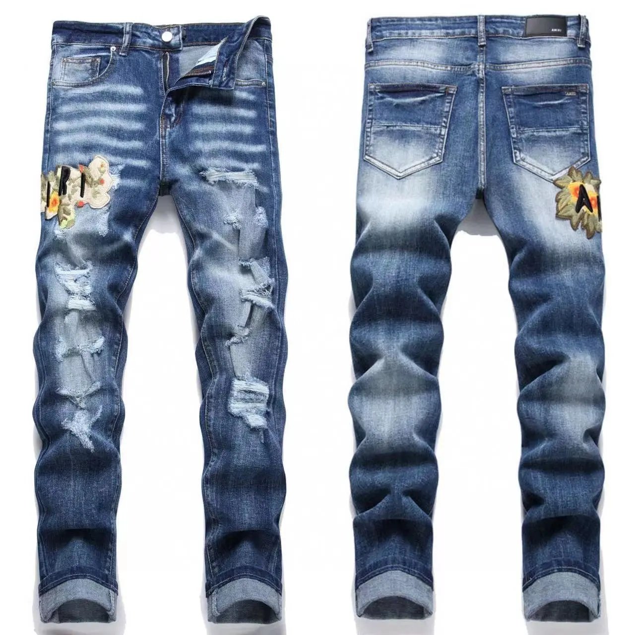 AMIRI Jeans Washed distressed embroidered — M53