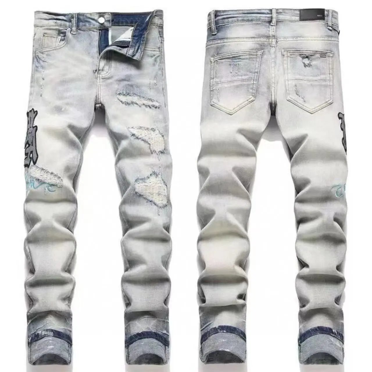 AMIRI Jeans Washed distressed embroidered — M56