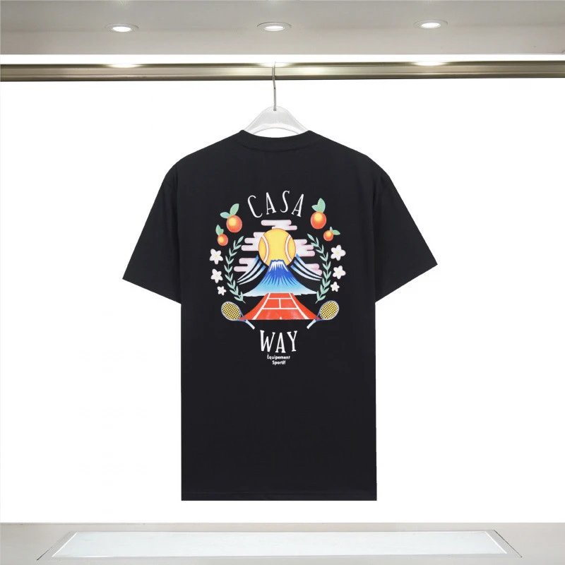 Casablanca T-Shirts Graphic Print — Black with front-and-back prints, size 876