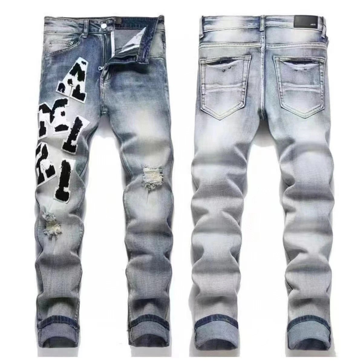 AMIRI Jeans Washed distressed embroidered — M41