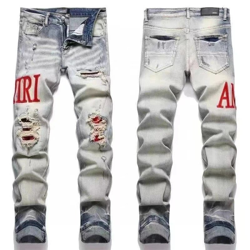 AMIRI Jeans Washed distressed embroidered — M07