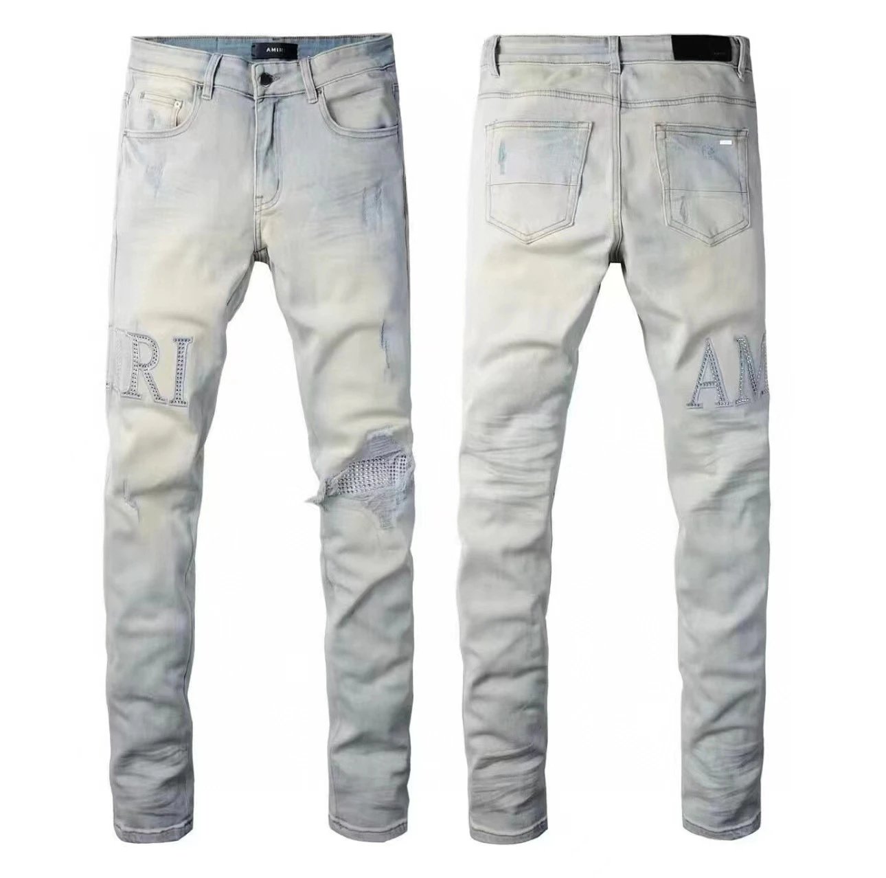 AMIRI Jeans Washed distressed embroidered — M01