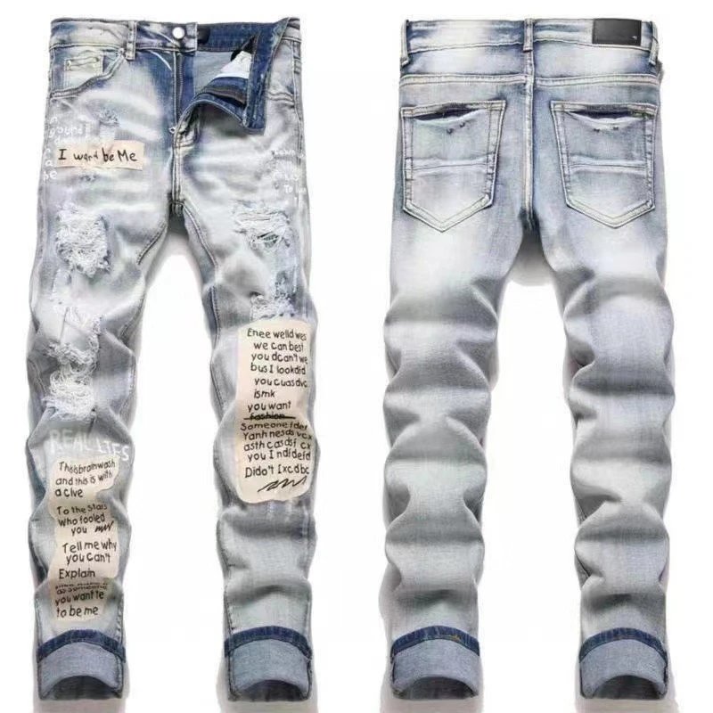 AMIRI Jeans Washed distressed embroidered — M40