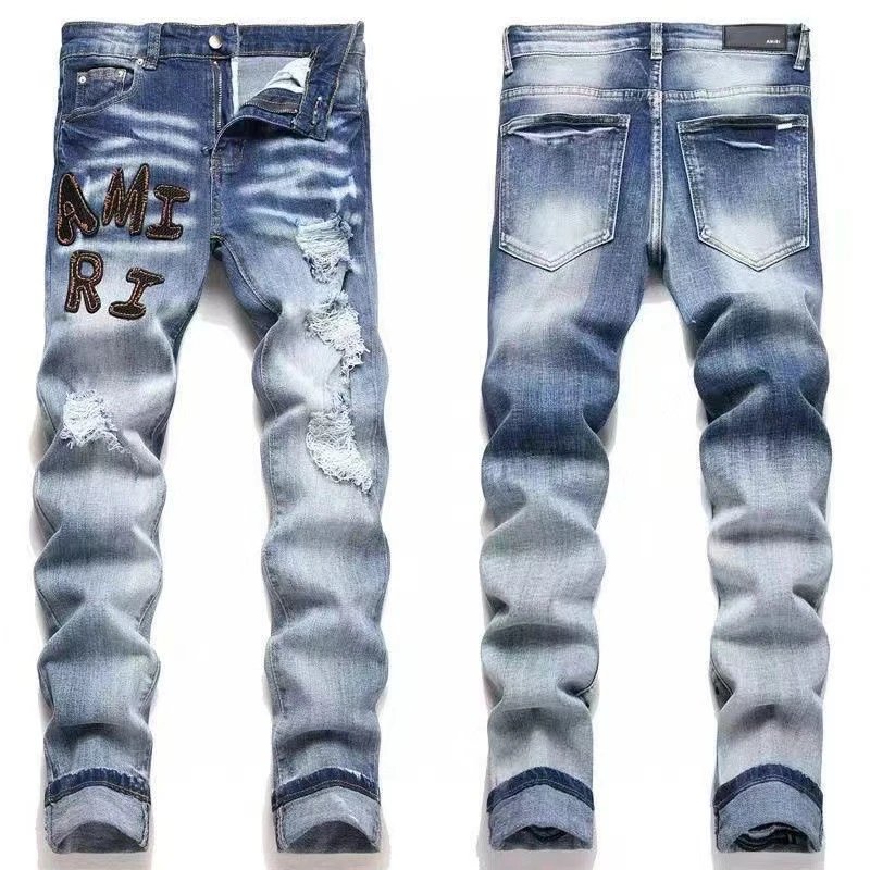 AMIRI Jeans Washed distressed embroidered — M44