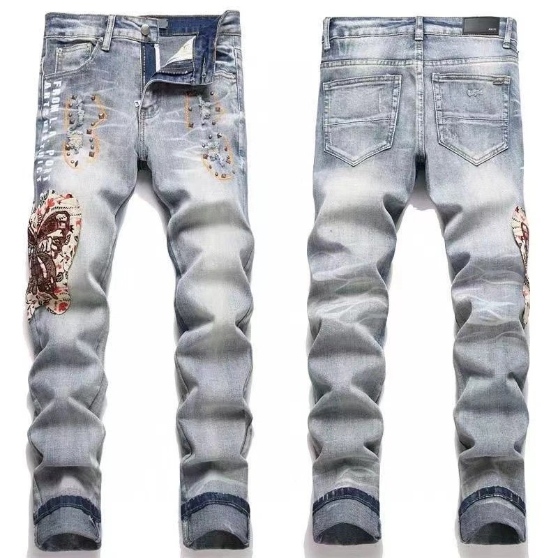 AMIRI Jeans Washed distressed embroidered — M58