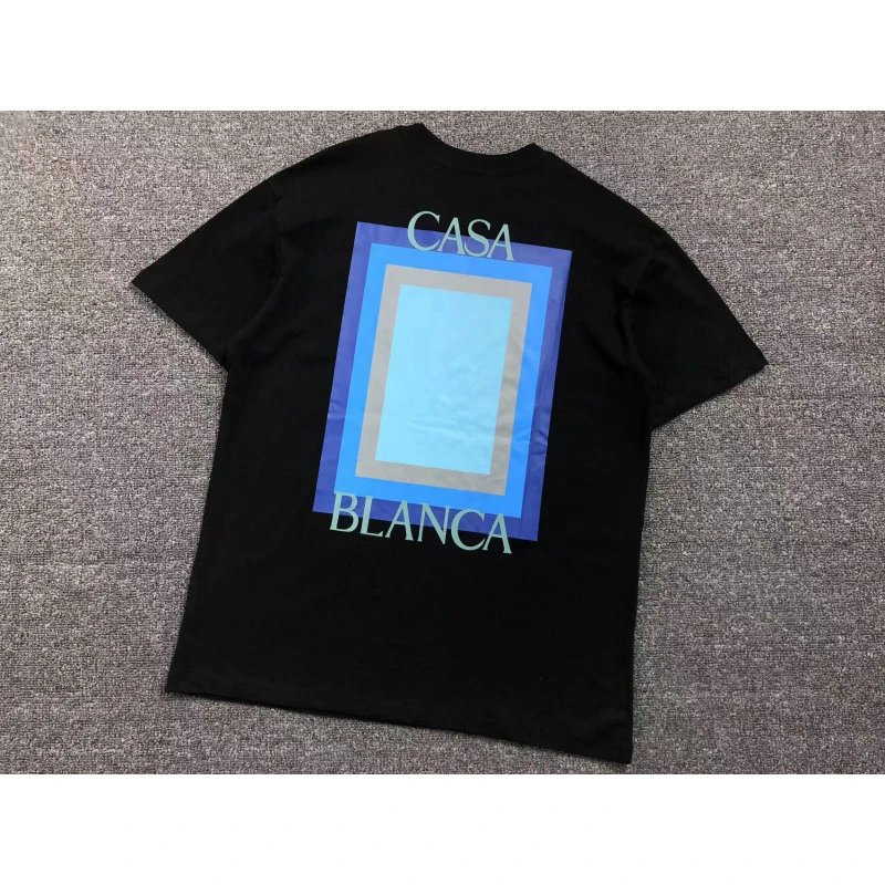 Casablanca T-Shirts Graphic Print — Black with front-and-back prints, No. 881