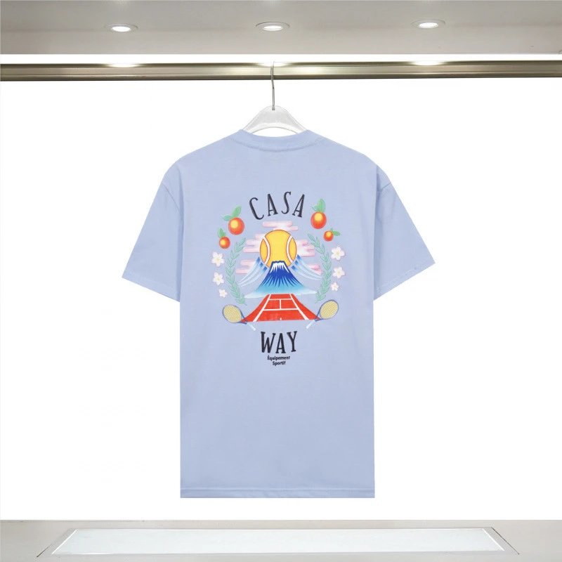 Casablanca T-Shirts Graphic Print — 876 front and back printed blue