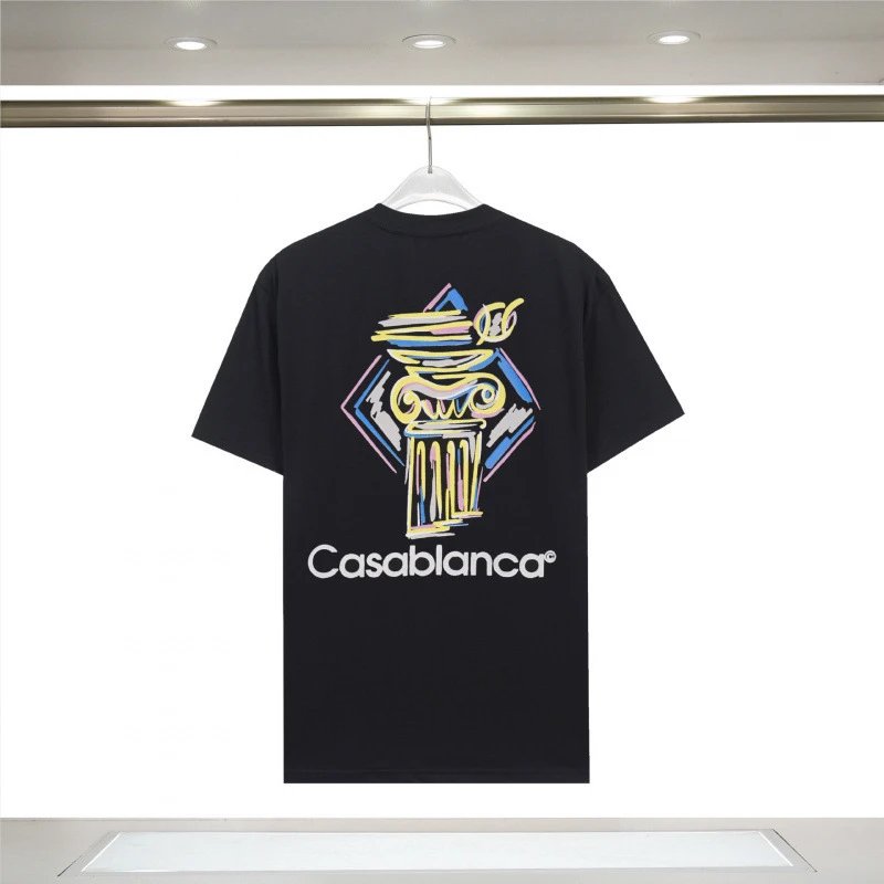 Casablanca T-Shirts Graphic Print — Black with front-and-back prints, size 871