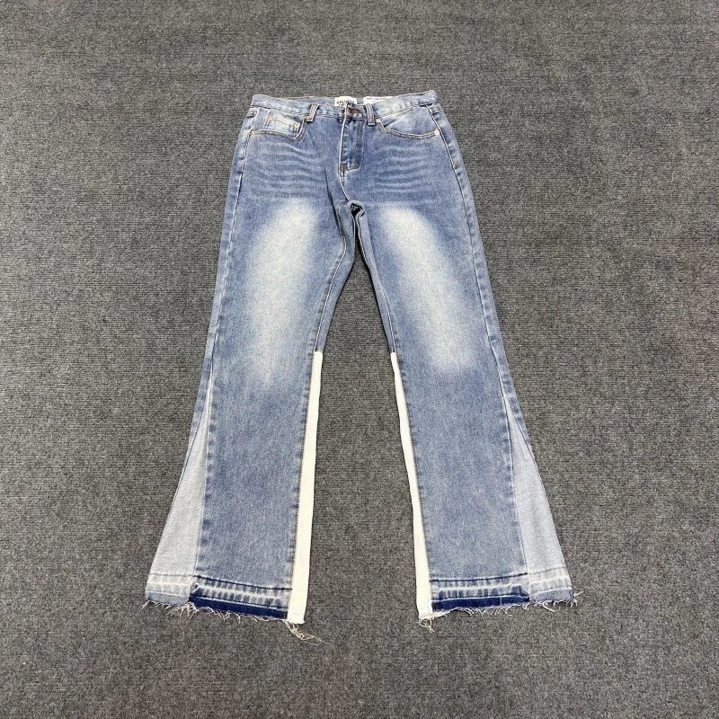 Unbranded Jeans Washed Flared with Contrast Side Panels and Raw Hem image 3