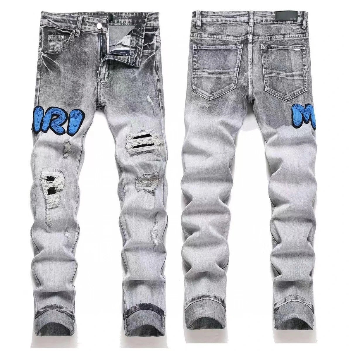 AMIRI Jeans Washed distressed embroidered — M19