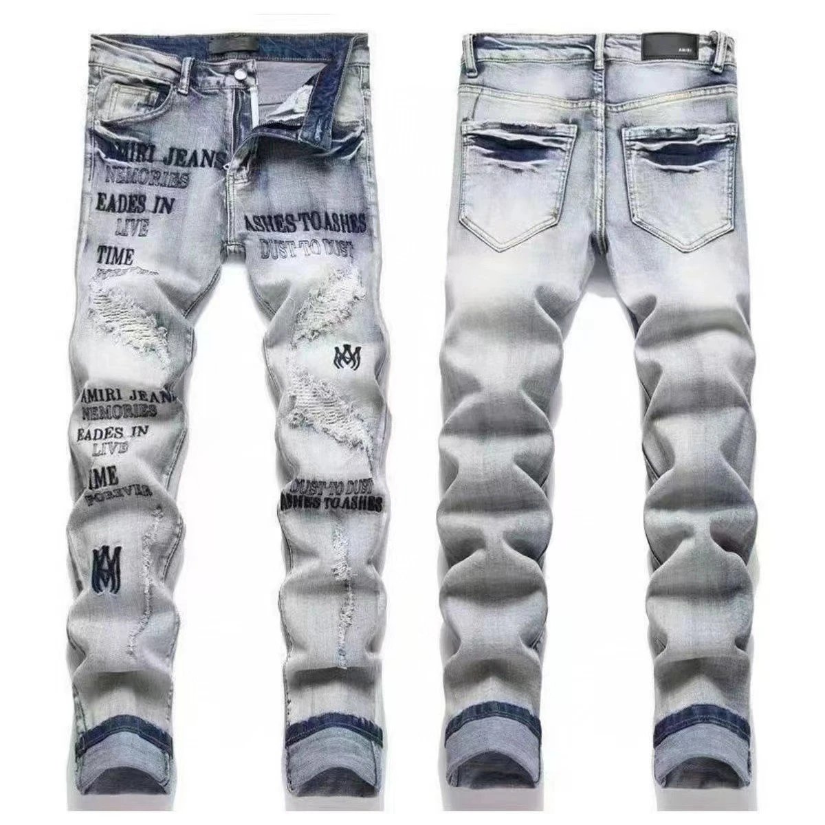 AMIRI Jeans Washed distressed embroidered — M04
