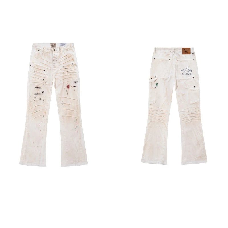 Unbranded Jeans Washed Flared with Contrast Side Panels and Raw Hem — D35