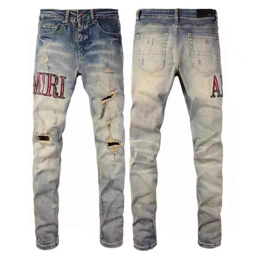 AMIRI Jeans Washed distressed embroidered — M49
