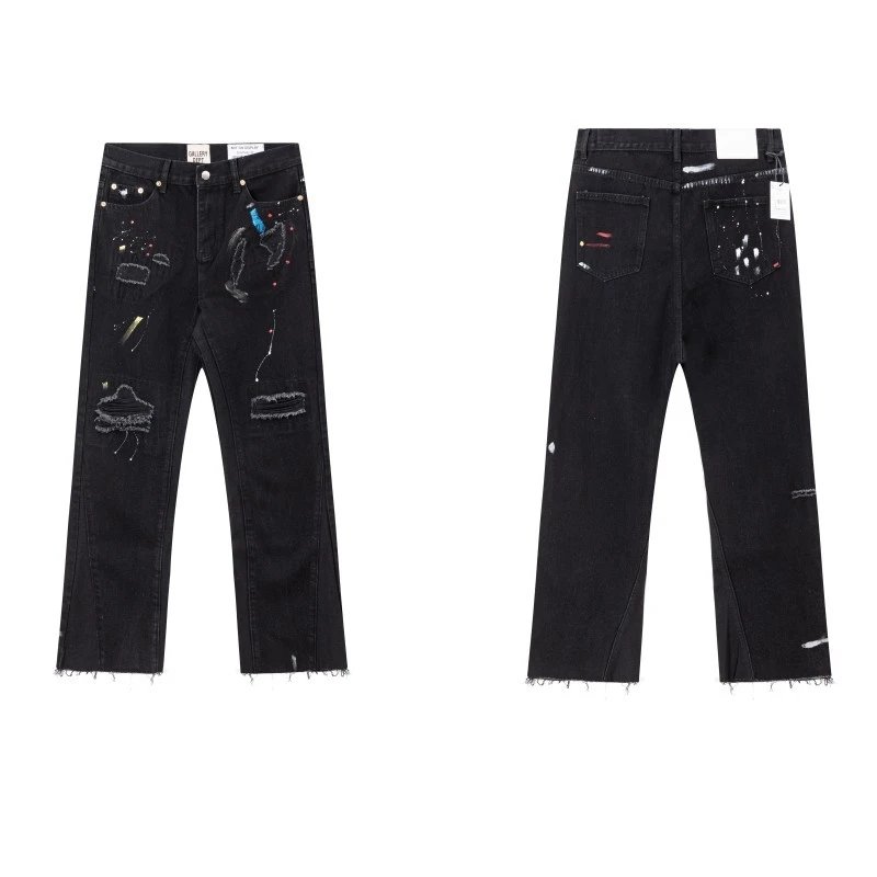 Unbranded Jeans Washed Flared with Contrast Side Panels and Raw Hem — D17