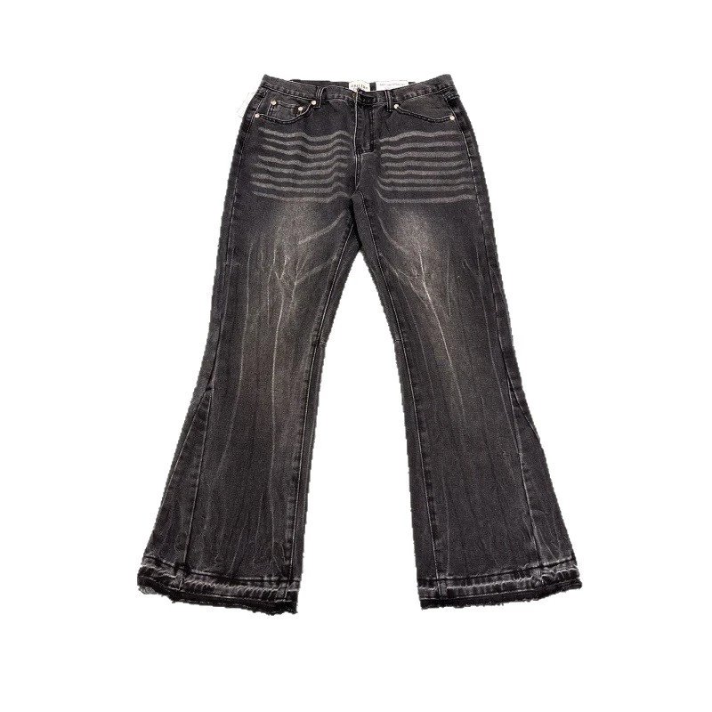 Unbranded Jeans Washed Flared with Contrast Side Panels and Raw Hem image 5