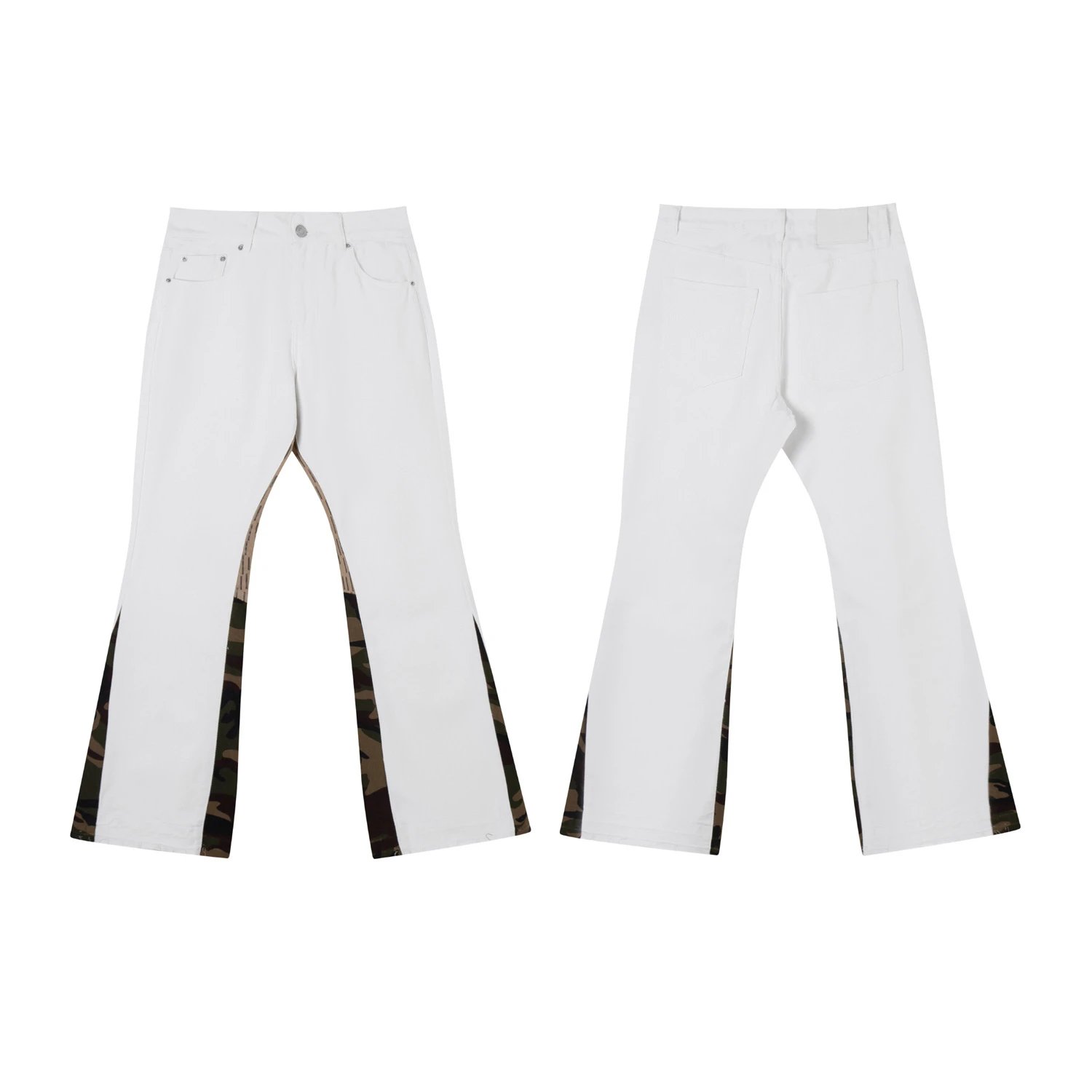 Unbranded Jeans Washed Flared with Contrast Side Panels and Raw Hem — 687