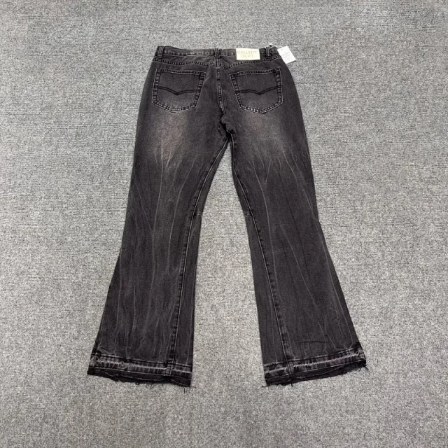Unbranded Jeans Washed Flared with Contrast Side Panels and Raw Hem product detail image 4
