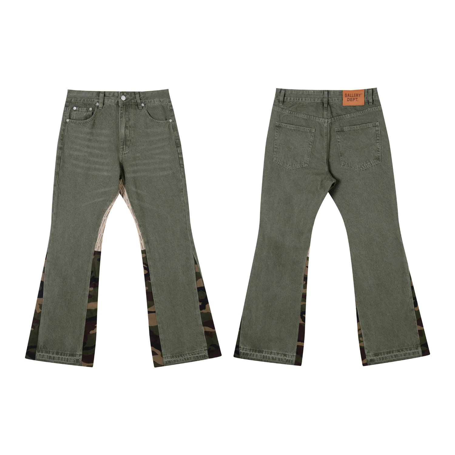 Unbranded Jeans Washed Flared with Contrast Side Panels and Raw Hem — 686