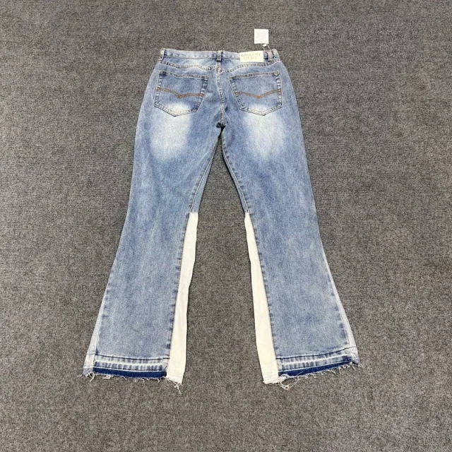 Unbranded Jeans Washed Flared with Contrast Side Panels and Raw Hem product detail image 13