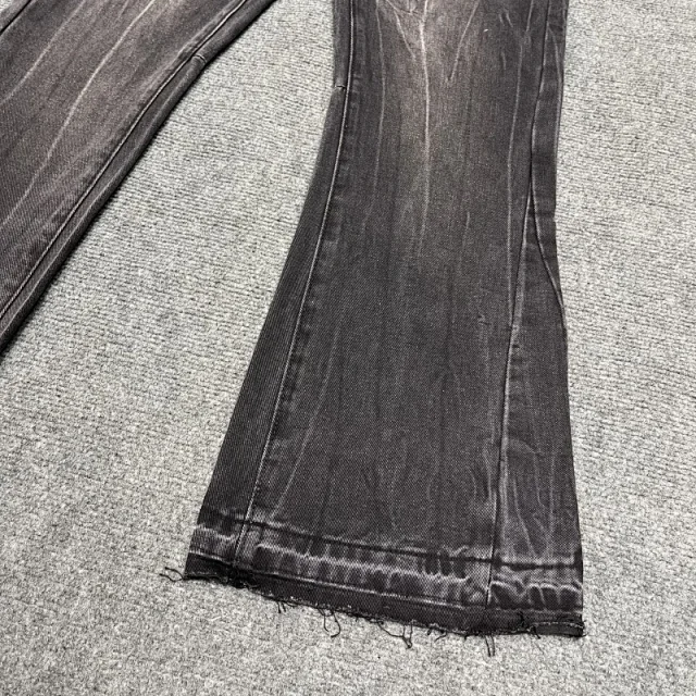 Unbranded Jeans Washed Flared with Contrast Side Panels and Raw Hem product detail image 9