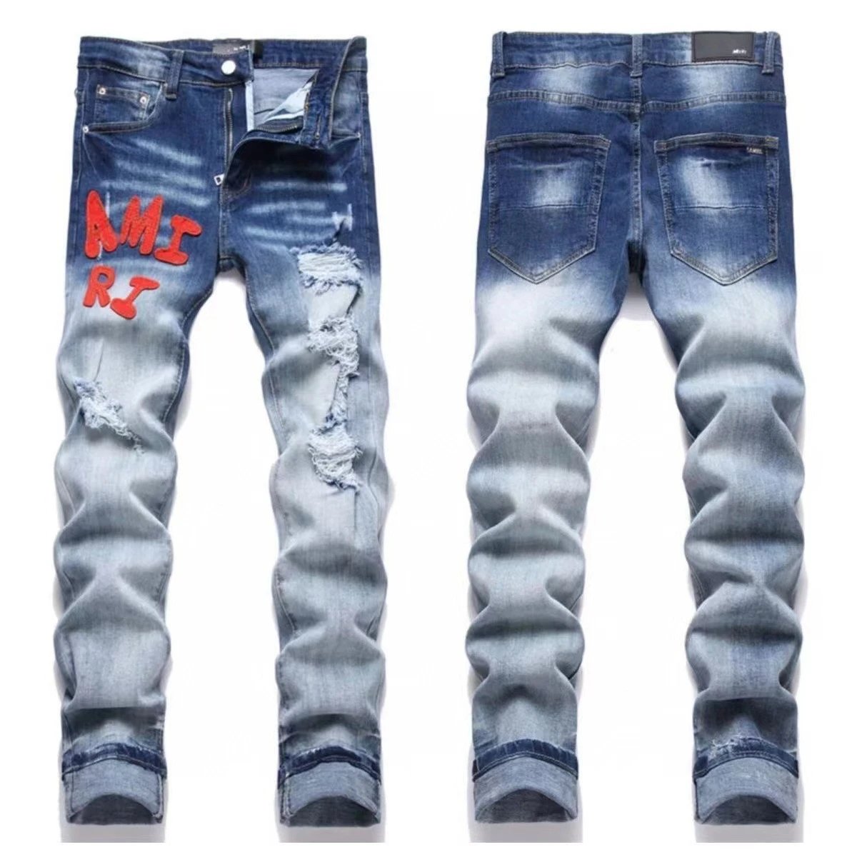 AMIRI Jeans Washed distressed embroidered — M39