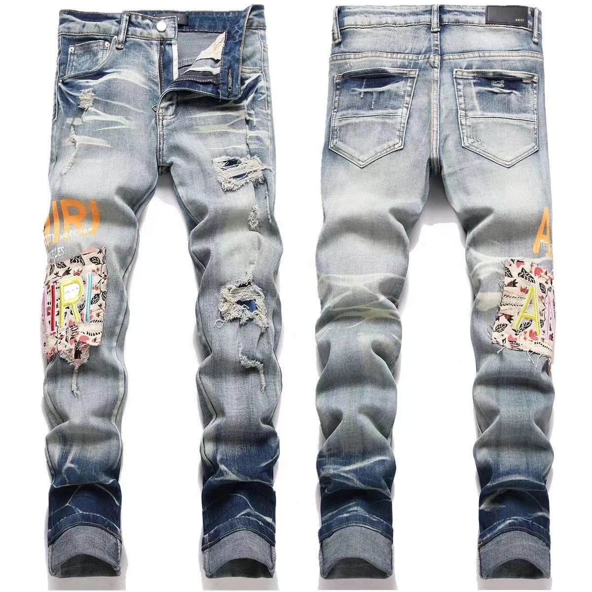 AMIRI Jeans Washed distressed embroidered — M46
