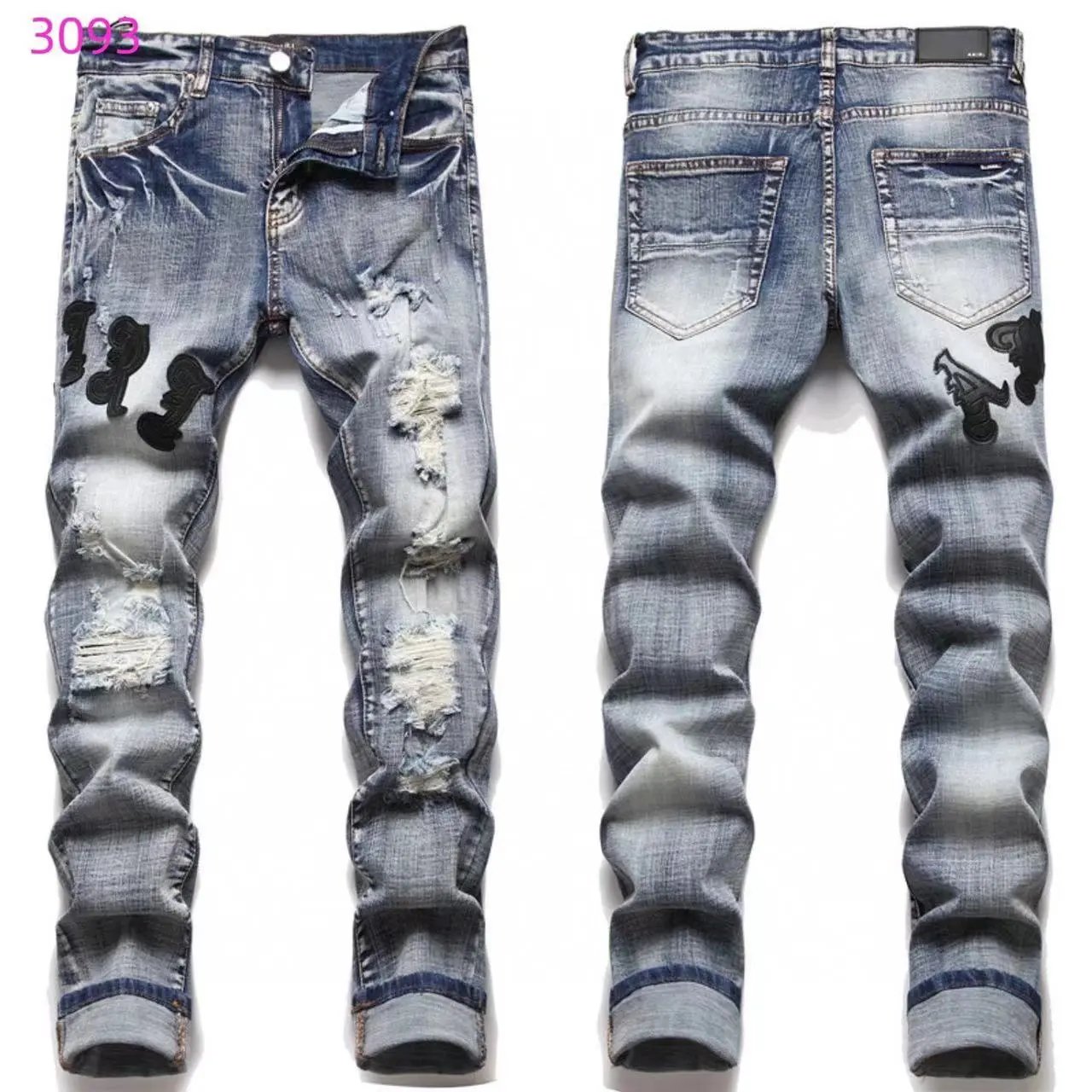AMIRI Jeans Washed distressed embroidered — M59