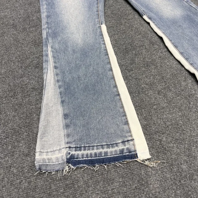 Unbranded Jeans Washed Flared with Contrast Side Panels and Raw Hem product detail image 18