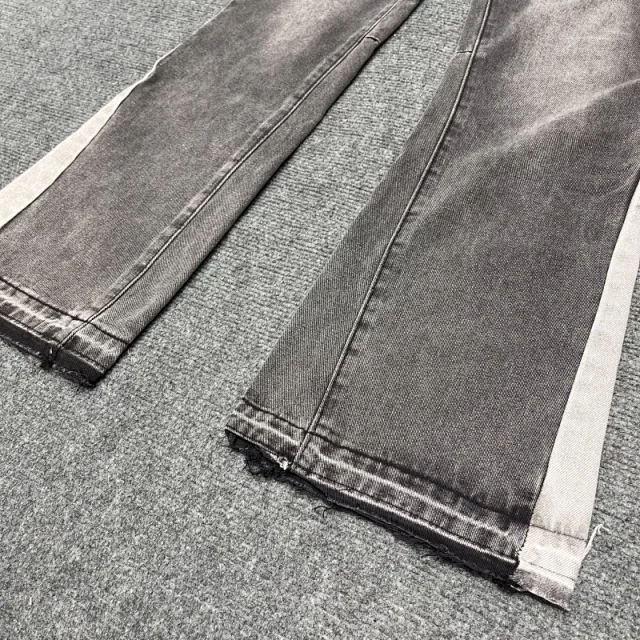 Unbranded Jeans Washed Flared with Contrast Side Panels and Raw Hem product detail image 27
